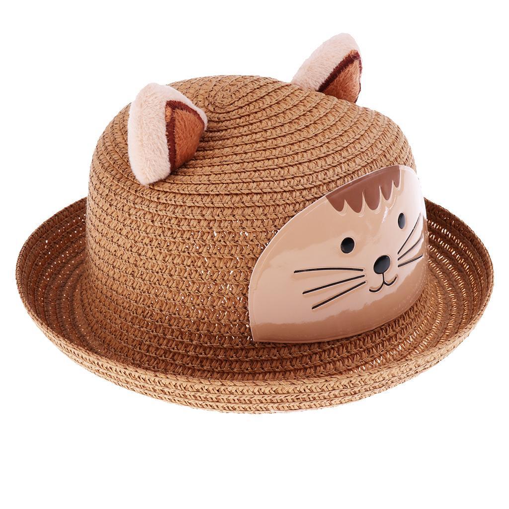 Baby Girls Kids Boys Children Cap Summer Beach Sun Straw Hat Headwear  Brown