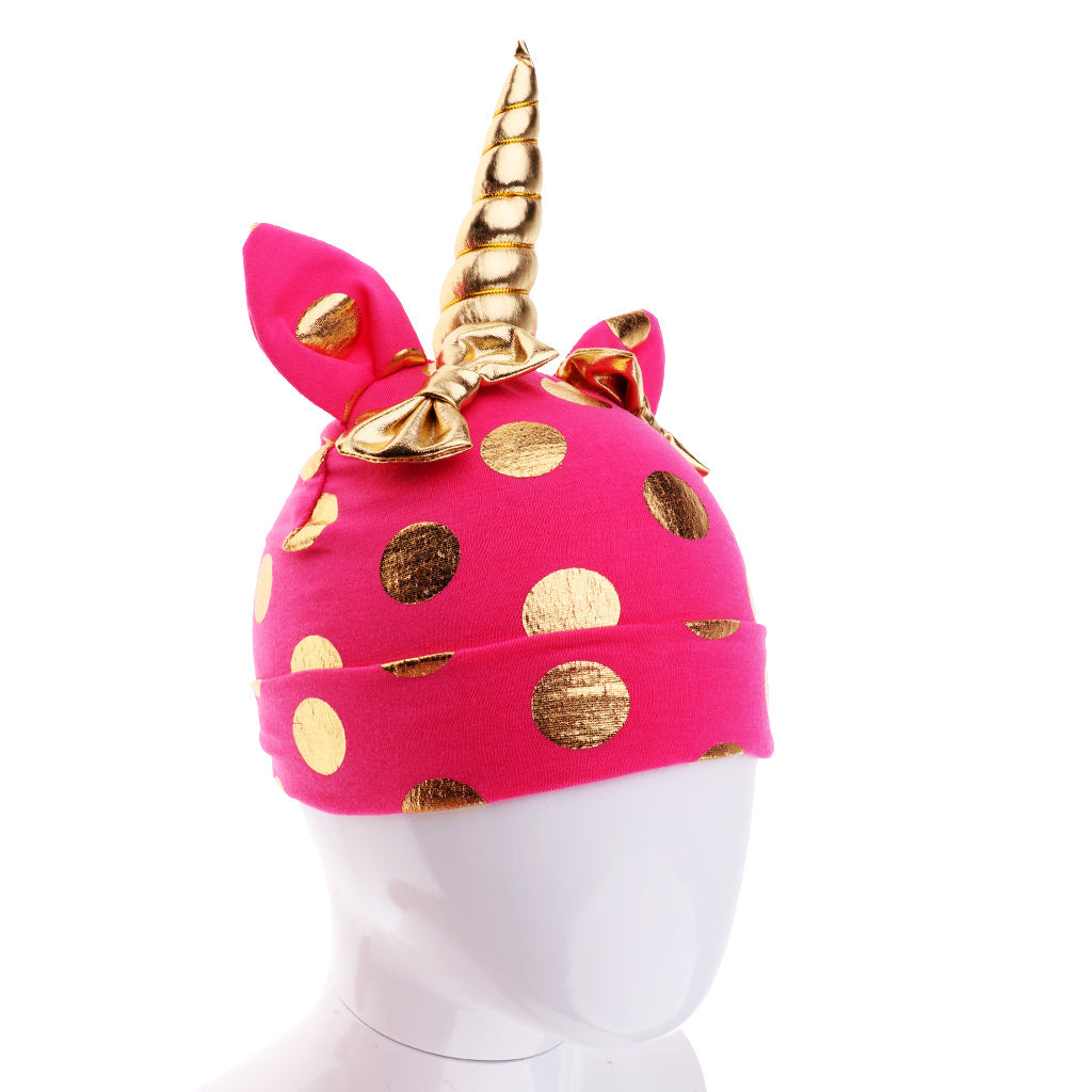 Baby Kids Summer Warm Unicorn Beanie Hat caps Rose red
