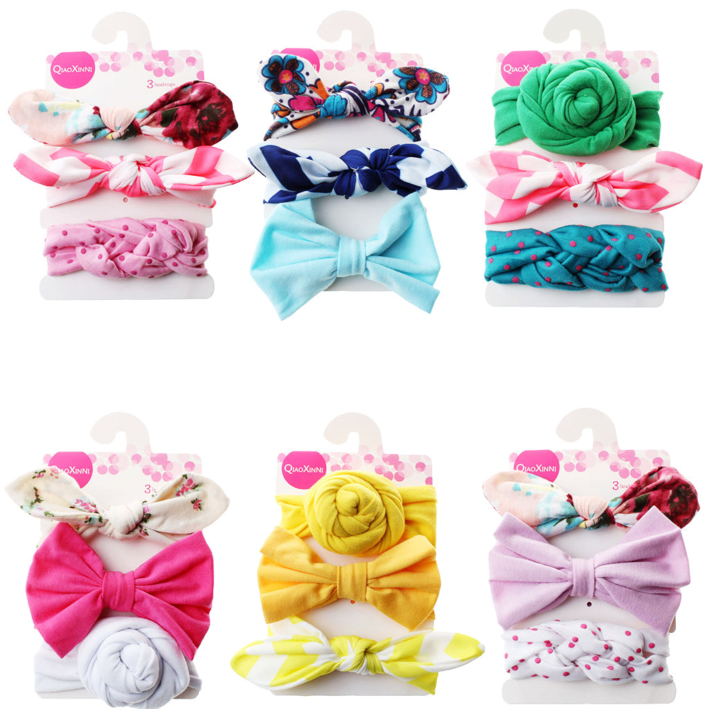 3 Piece Baby Headband Hairband Soft Elastic Floral Headband Hair Accessories Style 1