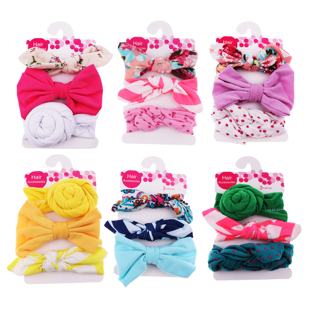 3 Piece Baby Headband Hairband Soft Elastic Floral Headband Hair Accessories Style 1