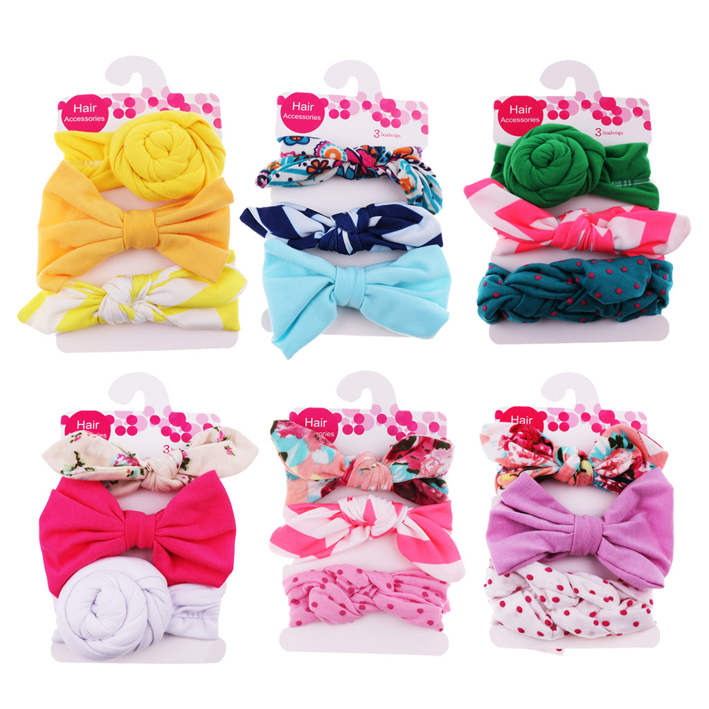 3 Piece Baby Headband Hairband Soft Elastic Floral Headband Hair Accessories Style 1