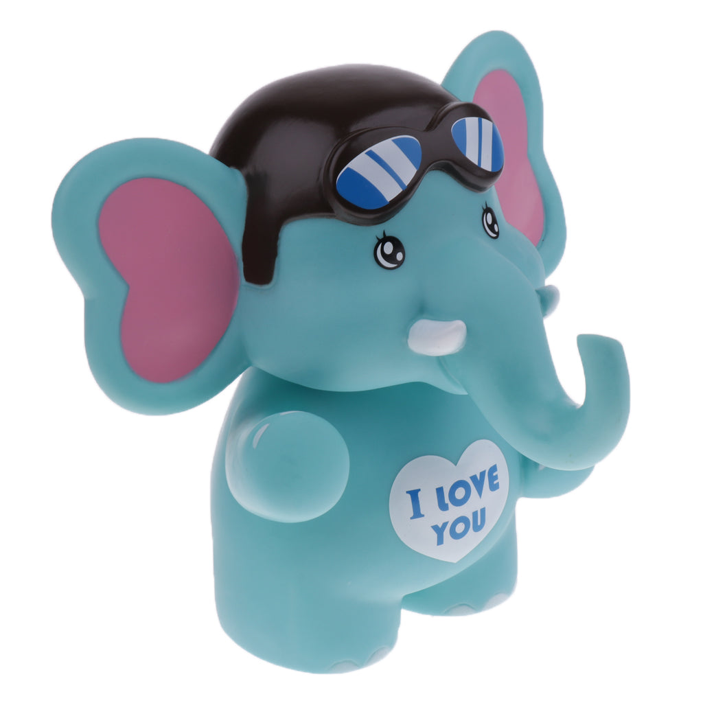 Elephant Piggy Bank Coin Money Cash Collectible Saving Box Kids Blue