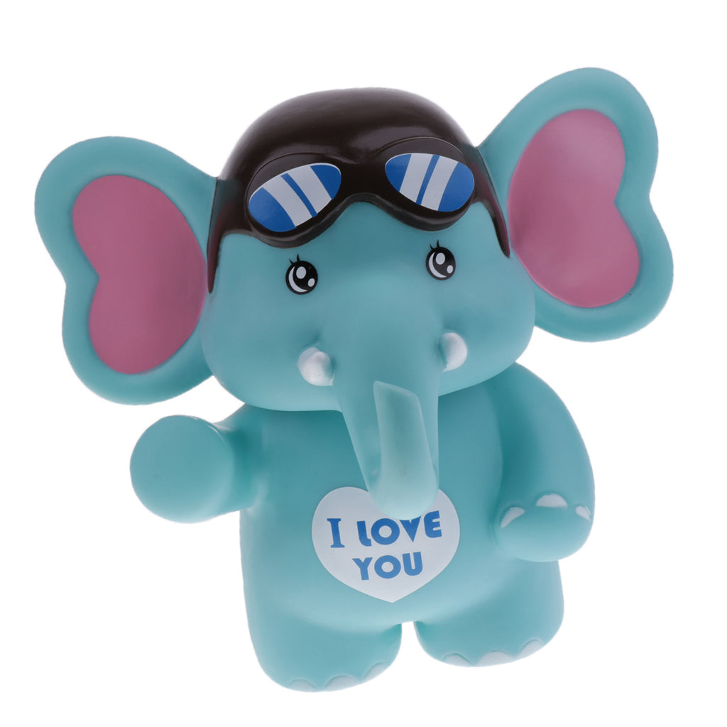 Elephant Piggy Bank Coin Money Cash Collectible Saving Box Kids Blue