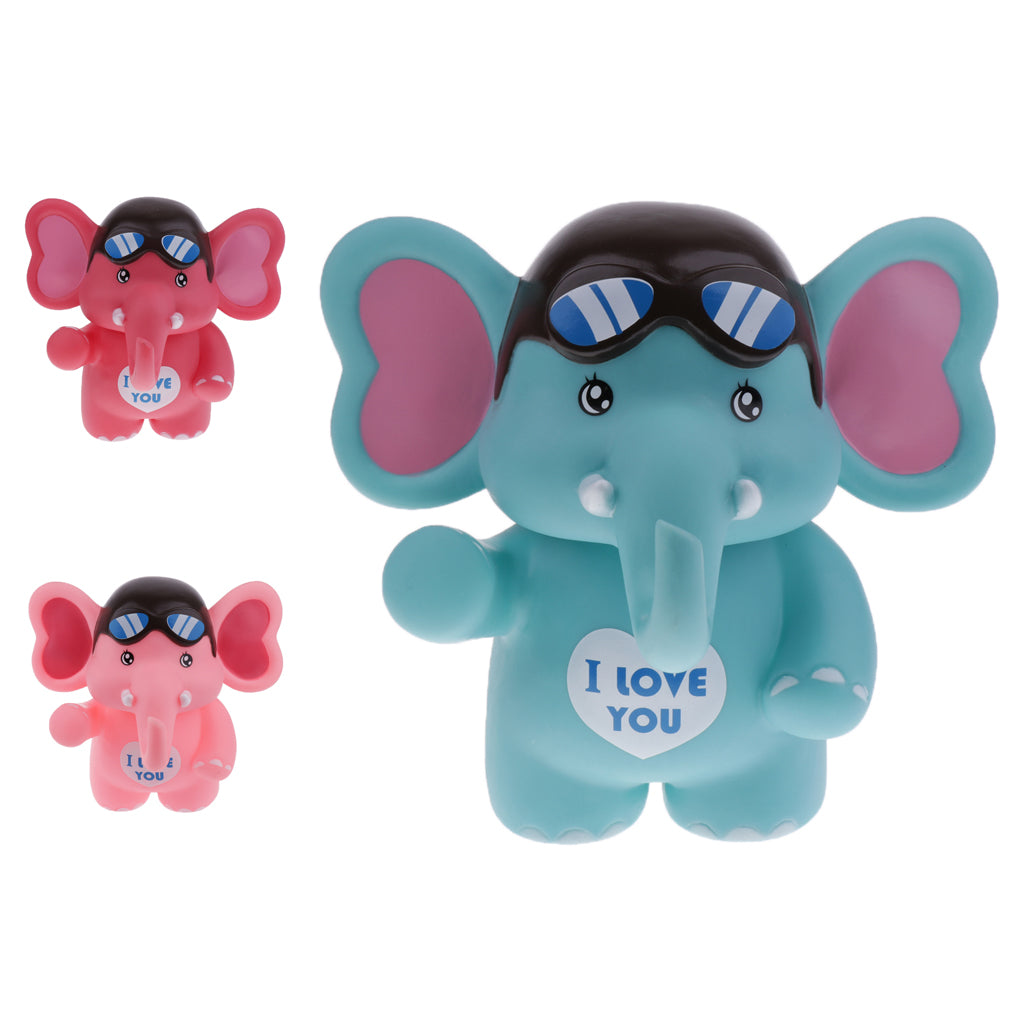 Elephant Piggy Bank Coin Money Cash Collectible Saving Box Kids Blue