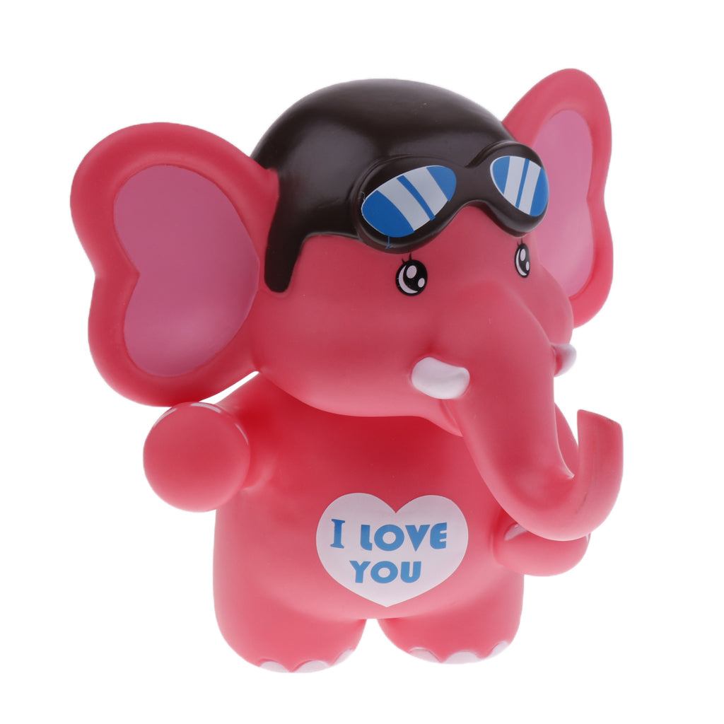 Elephant Piggy Bank Coin Money Cash Collectible Saving Box Kids Rose Red