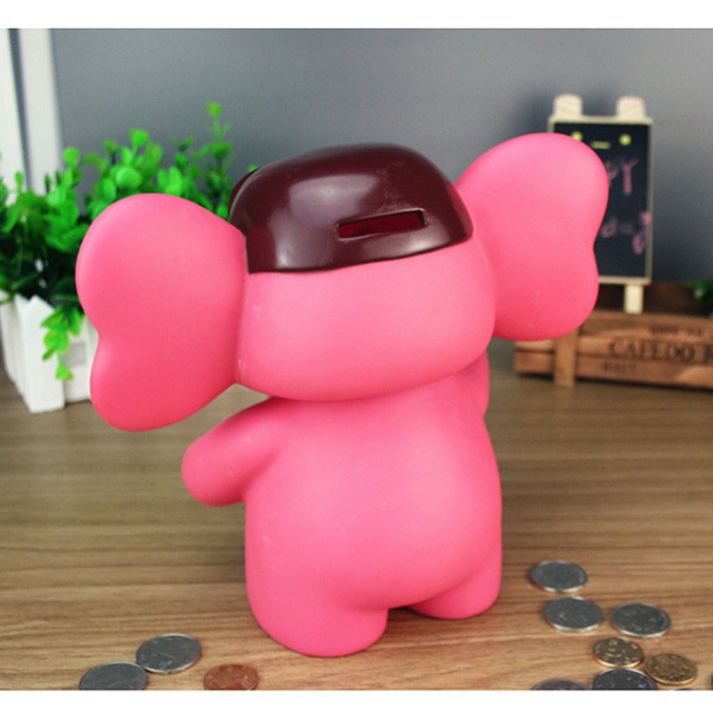 Elephant Piggy Bank Coin Money Cash Collectible Saving Box Kids Rose Red