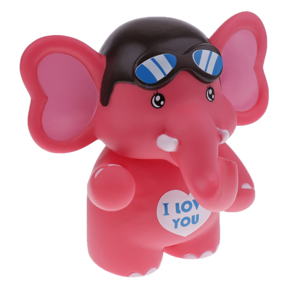 Elephant Piggy Bank Coin Money Cash Collectible Saving Box Kids Rose Red