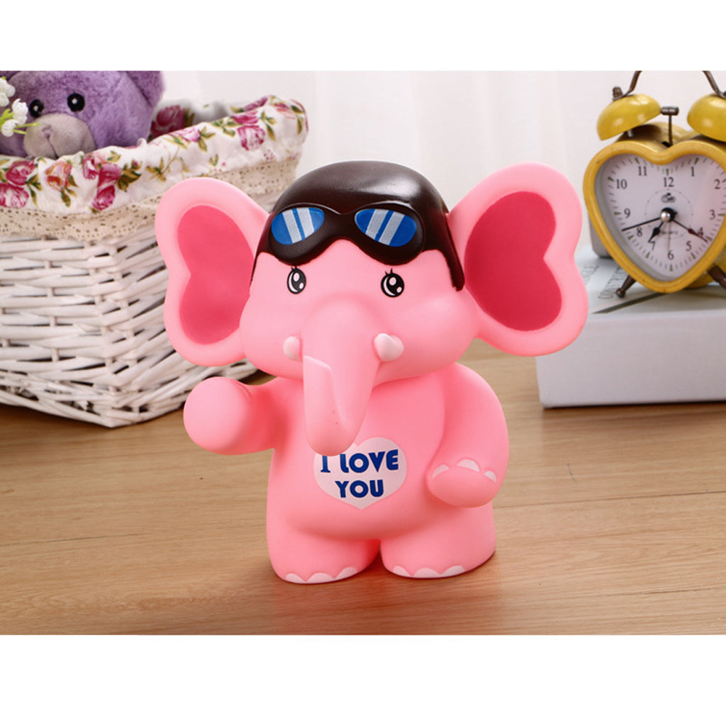 Elephant Piggy Bank Coin Money Cash Collectible Saving Box Kids Pink