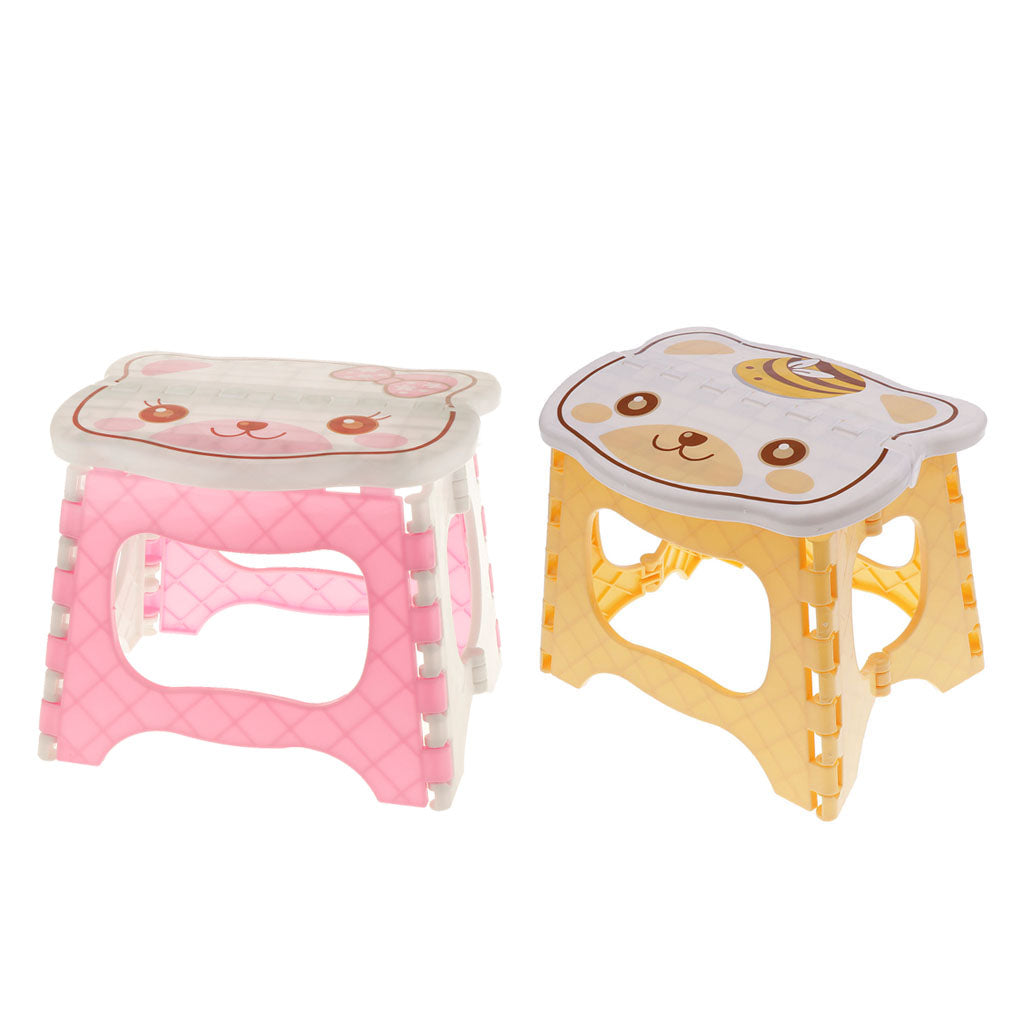 Kids Children Chair Step Stool Chair Portable Bench Folding Chair Pink