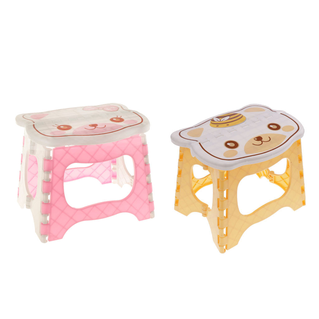 Kids Children Chair Step Stool Chair Portable Bench Folding Chair Pink