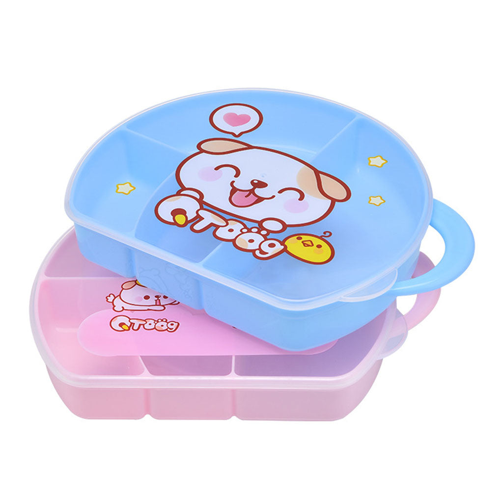 4 Compartment Divided Food Storage Container Boxes for Kids Pink