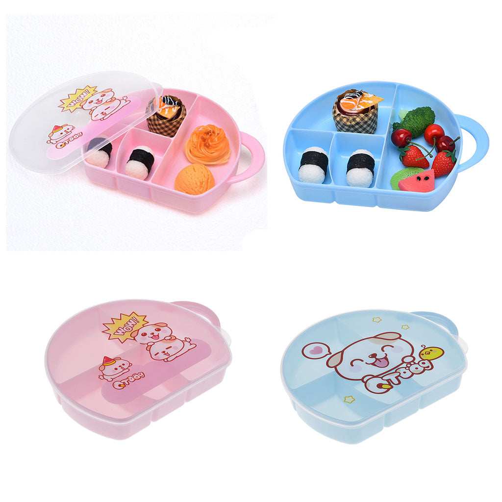 4 Compartment Divided Food Storage Container Boxes for Kids Pink