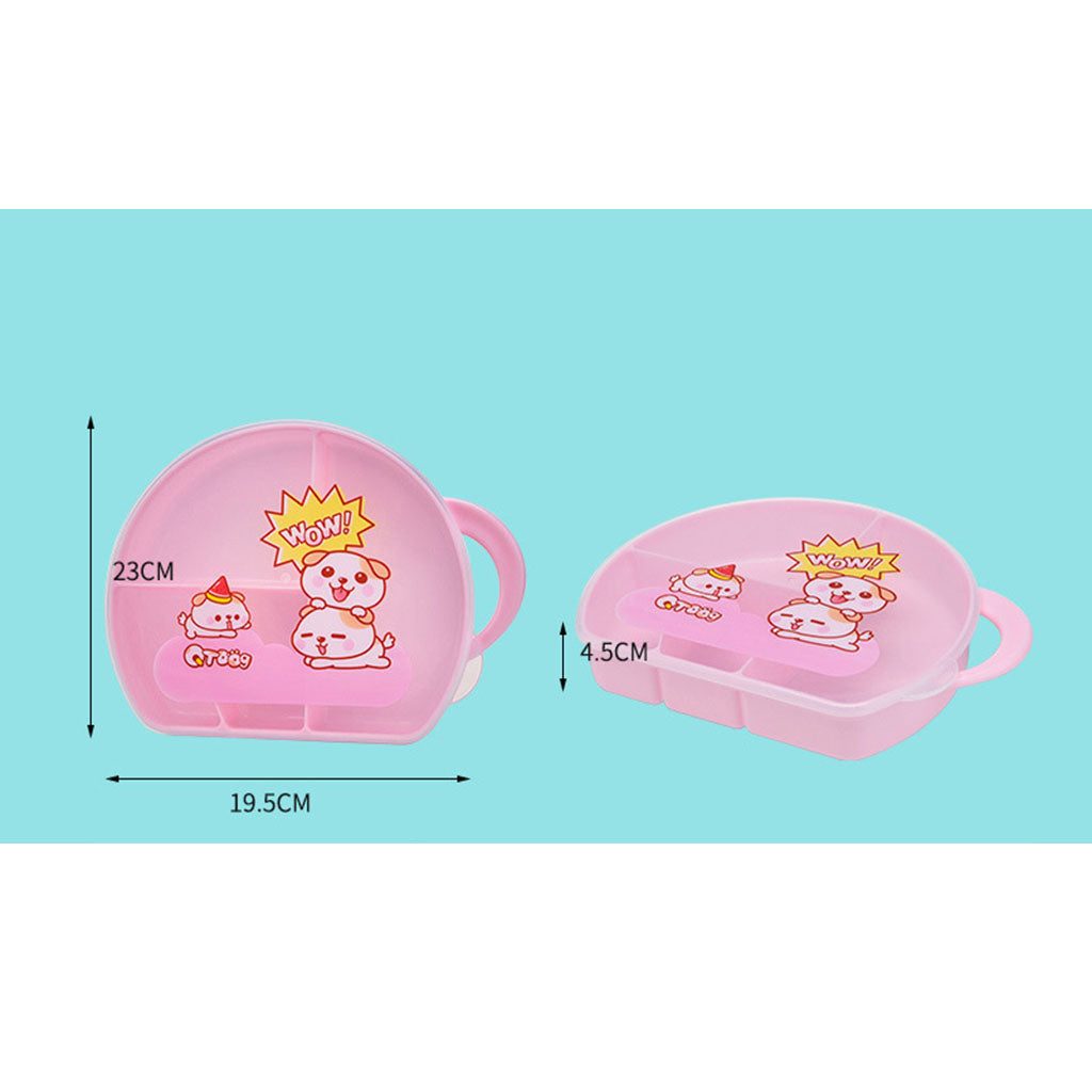 4 Compartment Divided Food Storage Container Boxes for Kids Pink