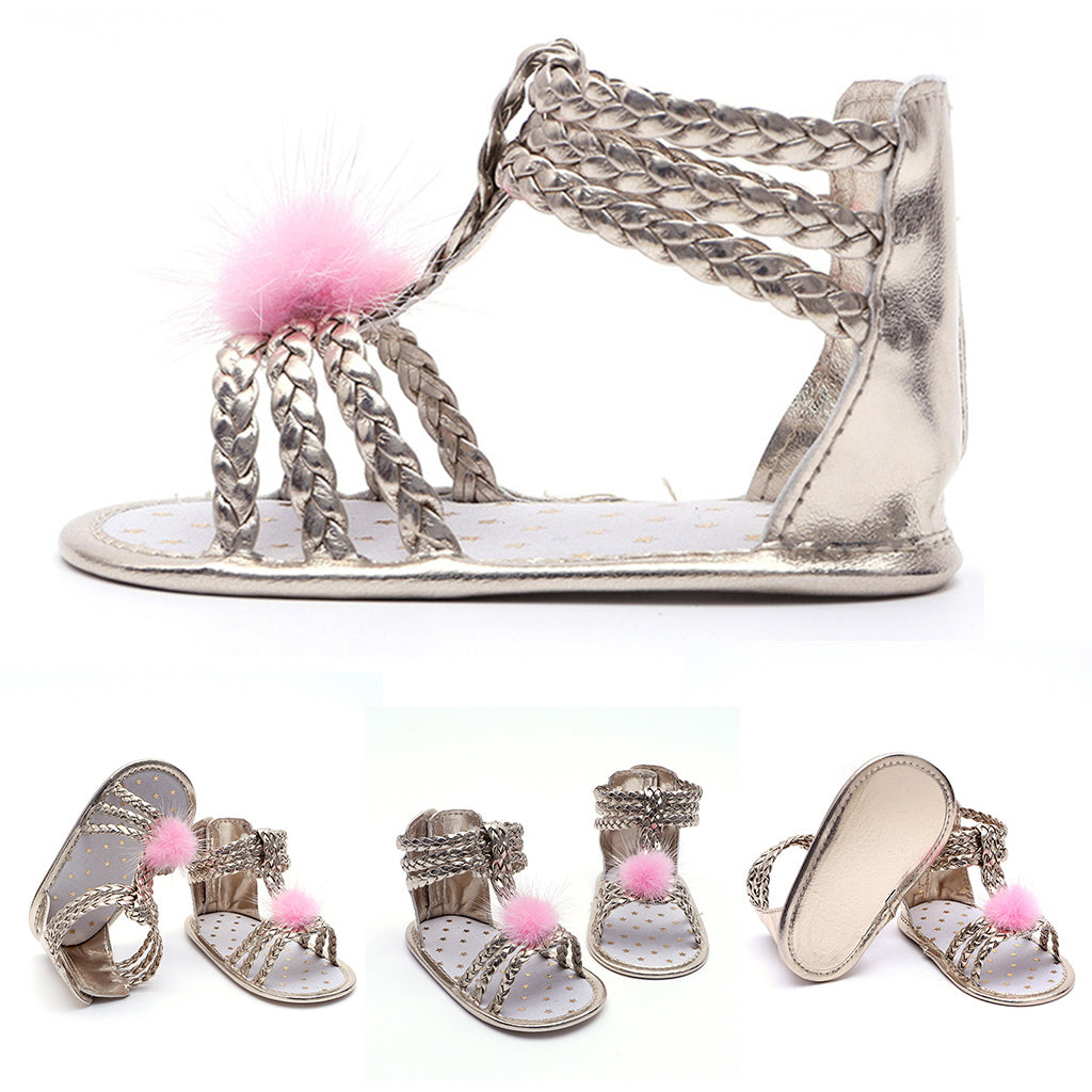 Baby Girls Soft Sole Anti-Slip Summer Prewalker Toddler Sandals 0-6 Months Gold