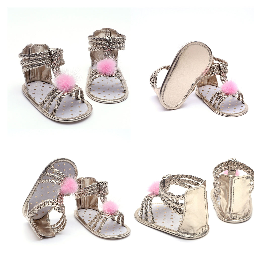 Baby Girls Soft Sole Anti-Slip Summer Prewalker Toddler Sandals 0-6 Months Gold