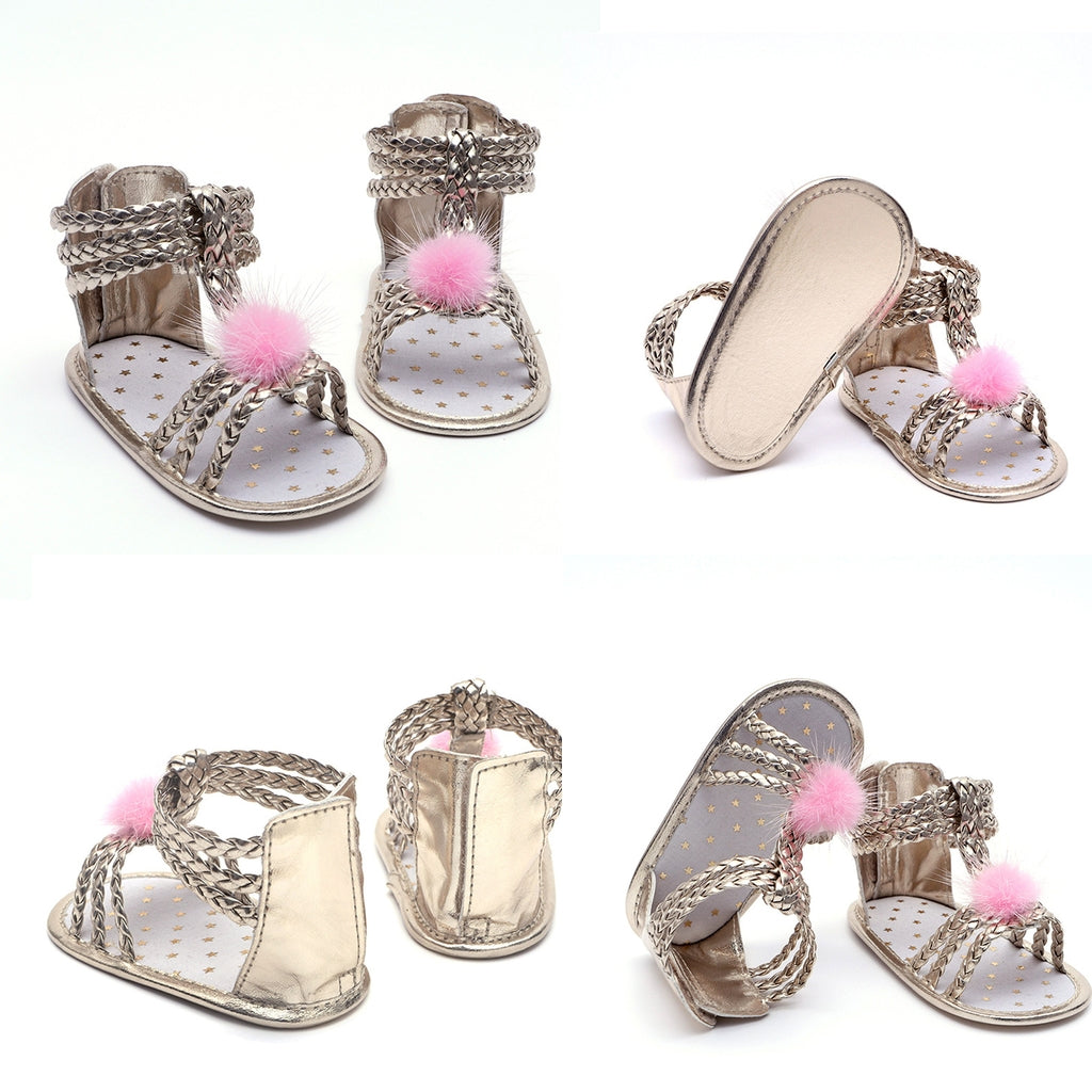 Baby Girls Soft Sole Anti-Slip Summer Prewalker Toddler Sandals 0-6 Months Gold