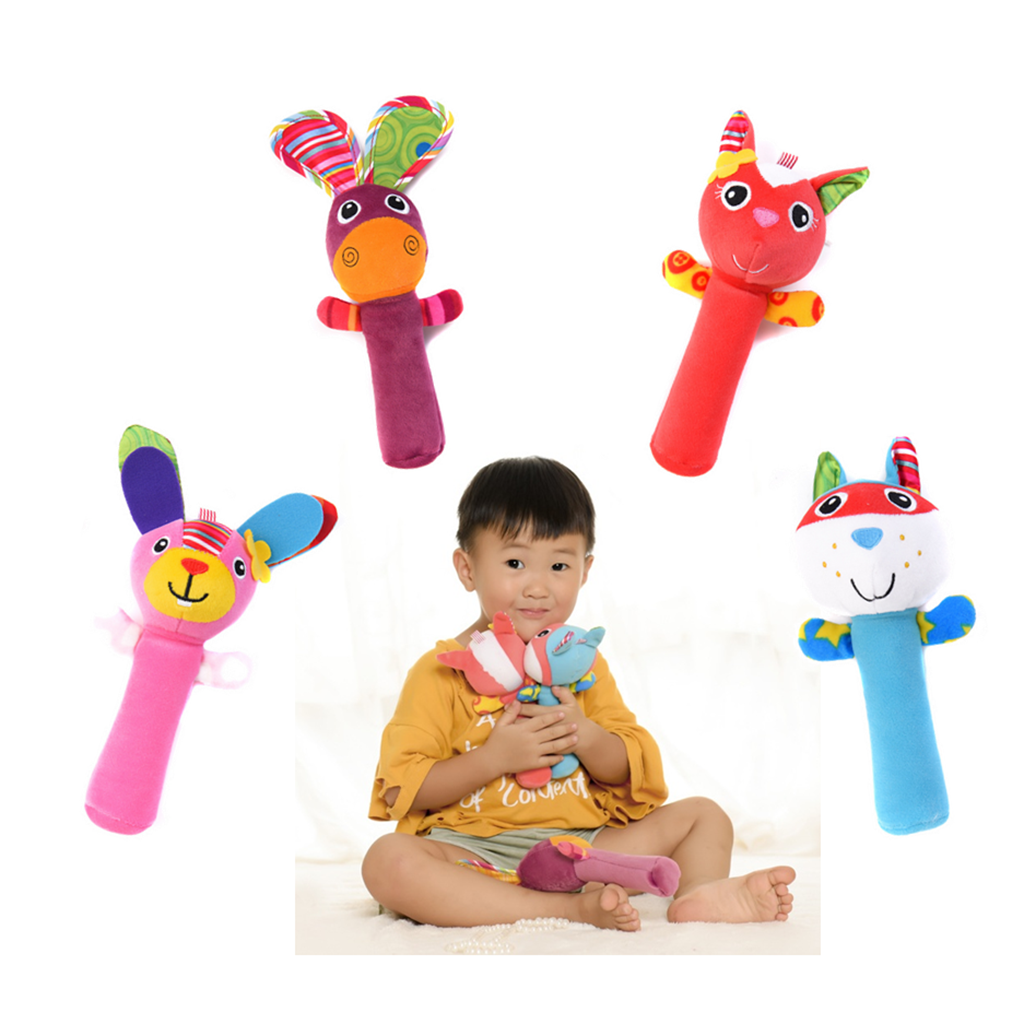 Animal Handbells plush Squeeze Rattle Cute Newborn Baby Toy Rabbit