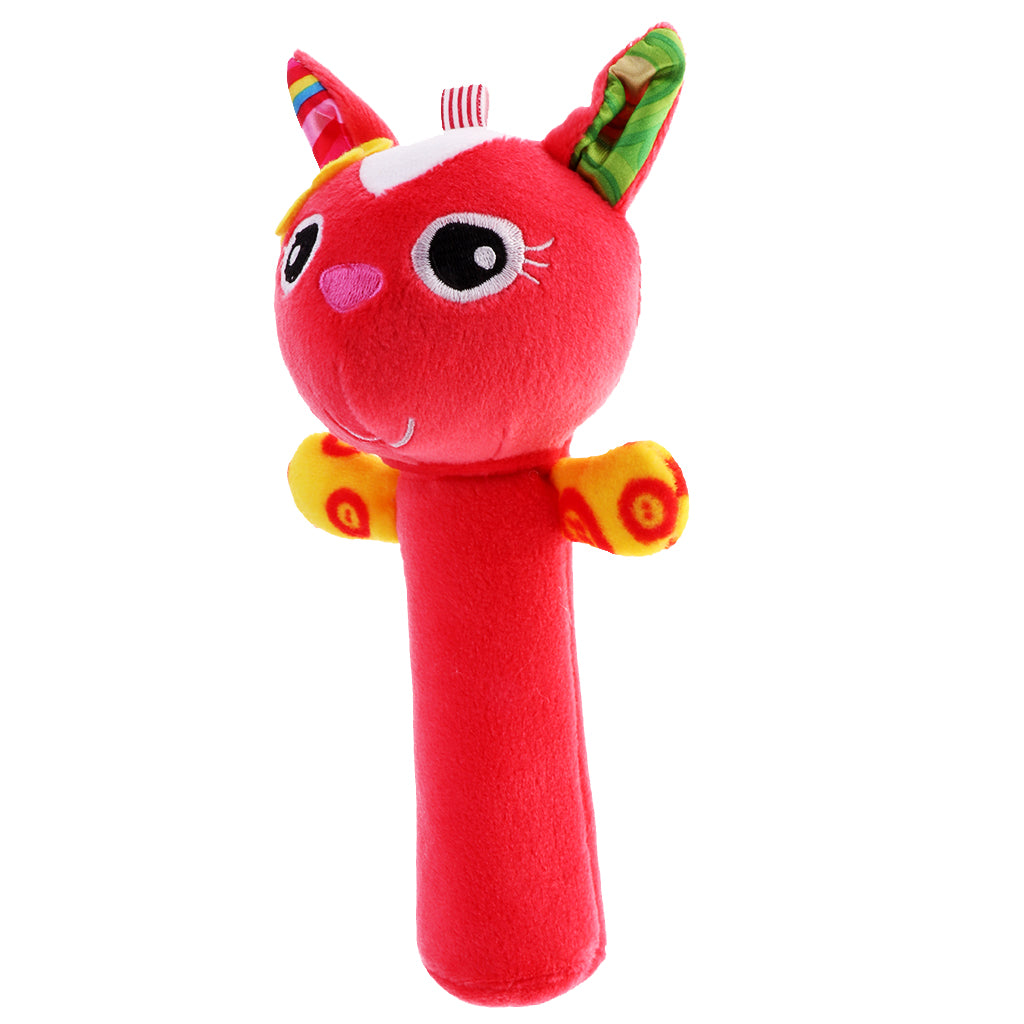 Animal Handbells plush Squeeze Rattle Cute Newborn Baby Toy Fox