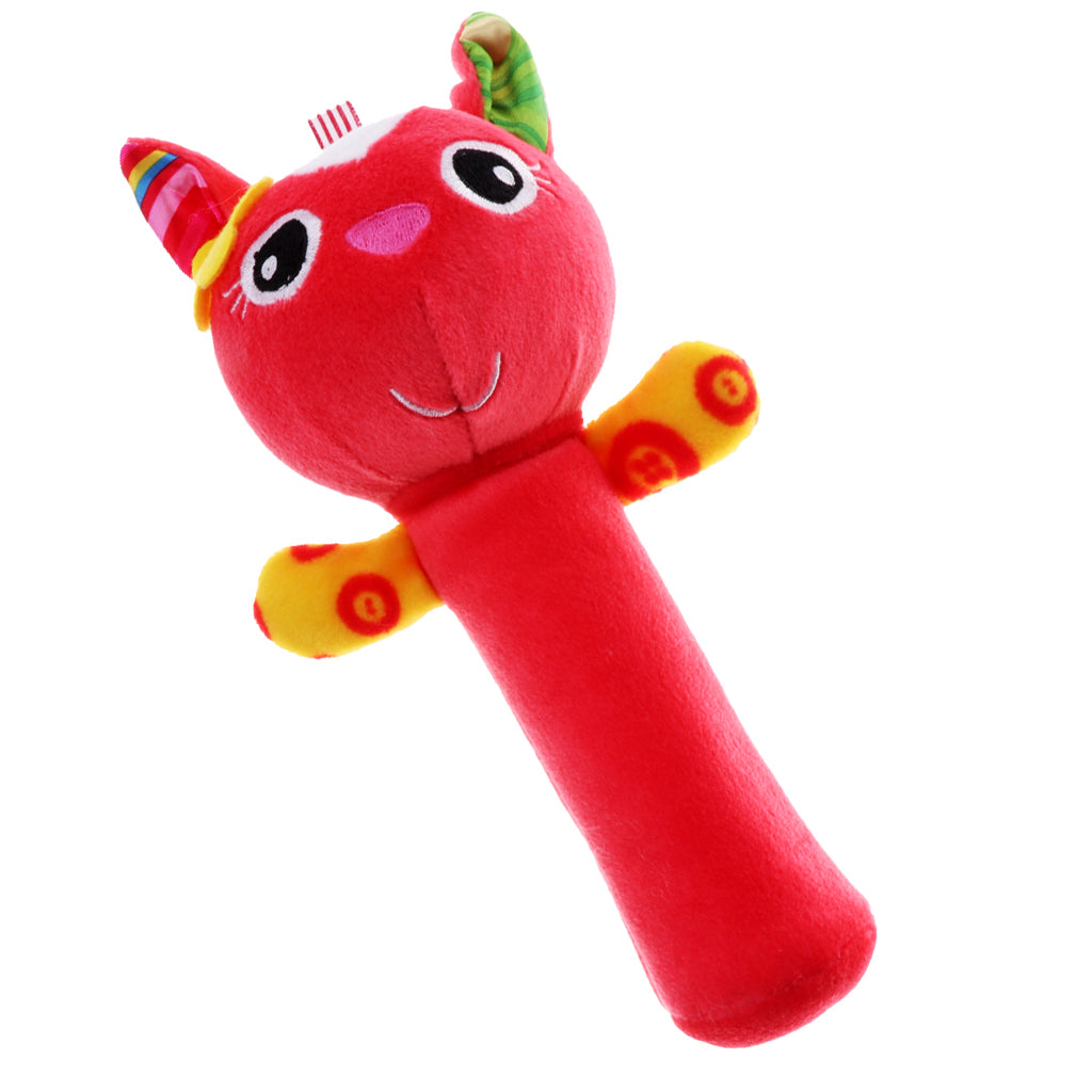 Animal Handbells plush Squeeze Rattle Cute Newborn Baby Toy Fox