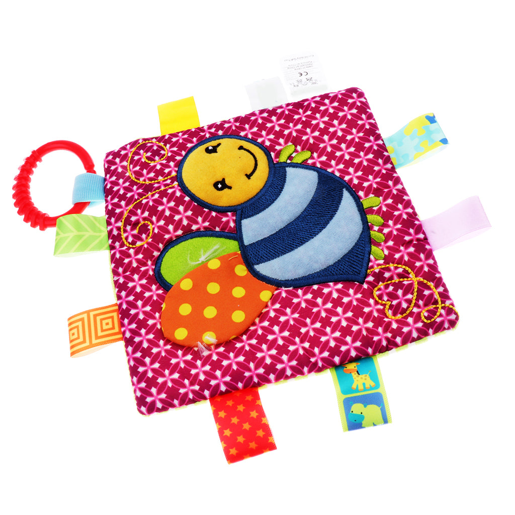 Lovey Security Baby Blanket Sensory Tag Toy Red Bee