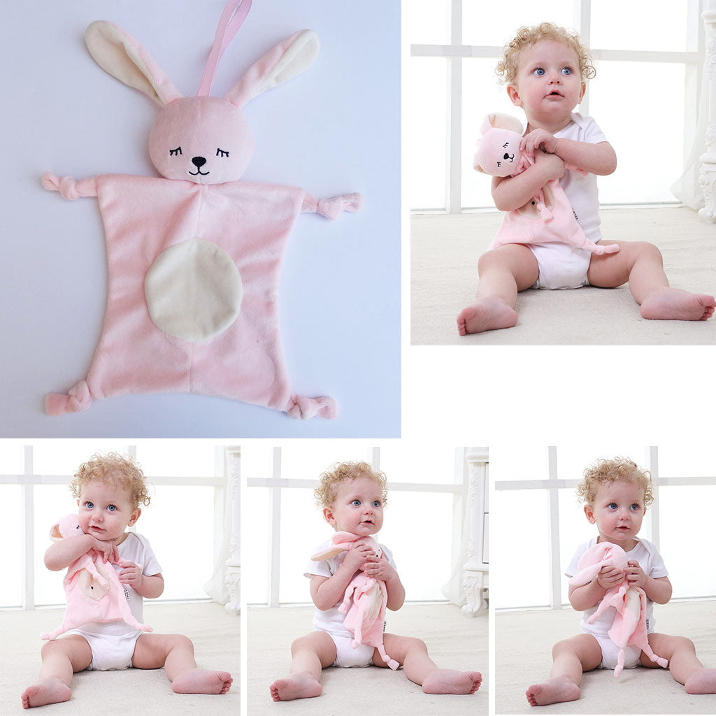 Soft Stuffed Animal Plush Blanket Baby Security Blankie Style 1-Bunny