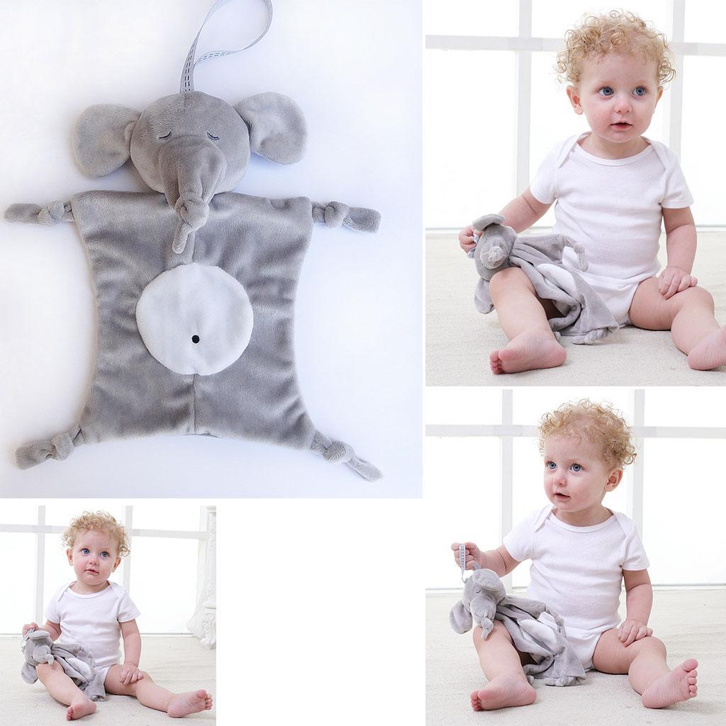 Soft Stuffed Animal Plush Blanket Baby Security Blankie Style 1-Elephant