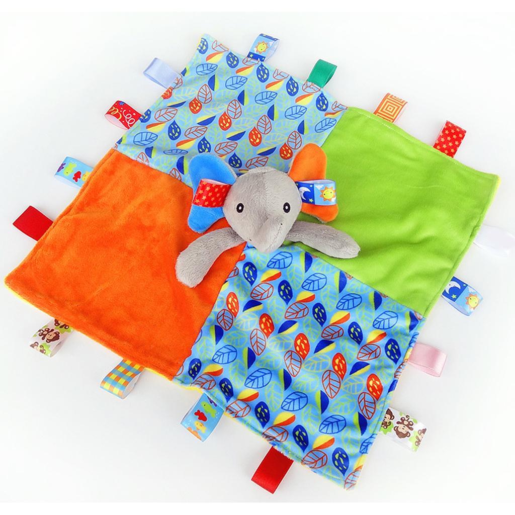 Baby Blanket Soft Plush Teething Security Tag Blankets Elephant