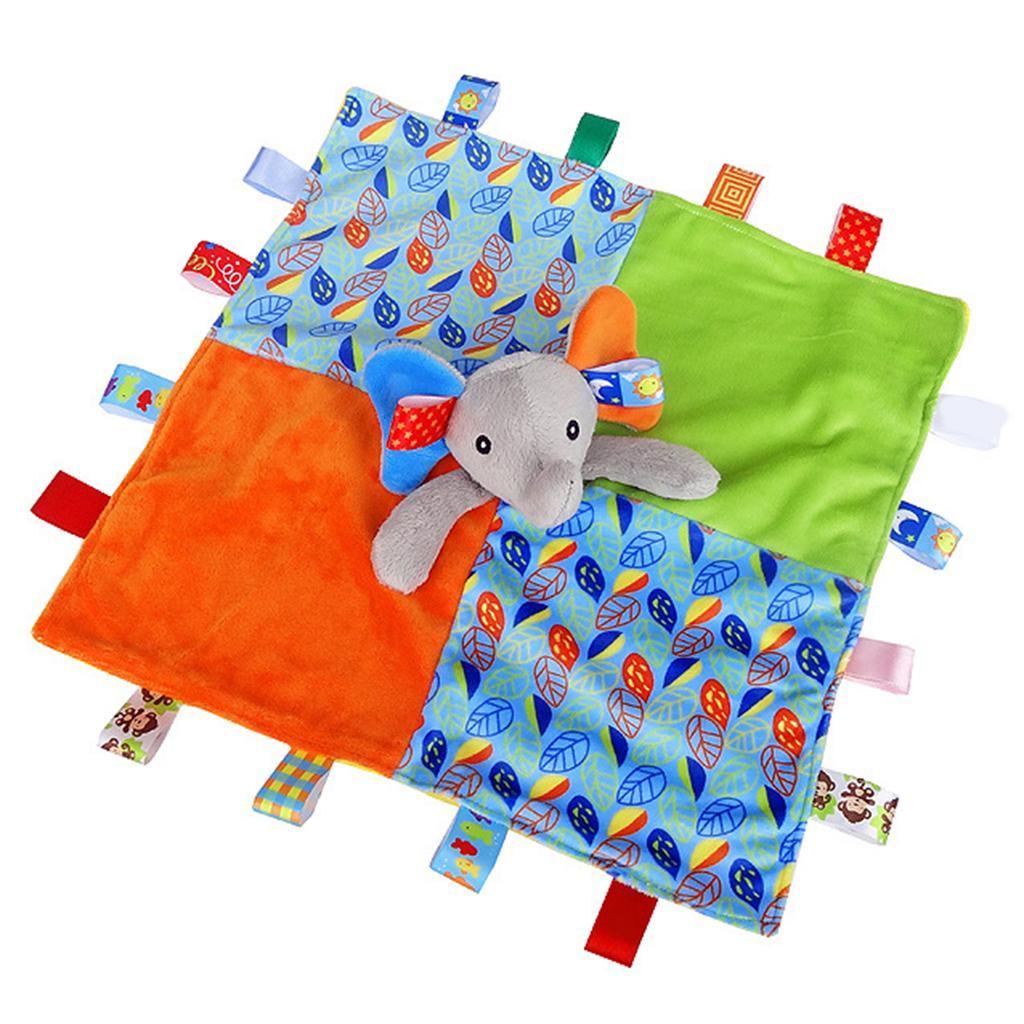 Baby Blanket Soft Plush Teething Security Tag Blankets Elephant