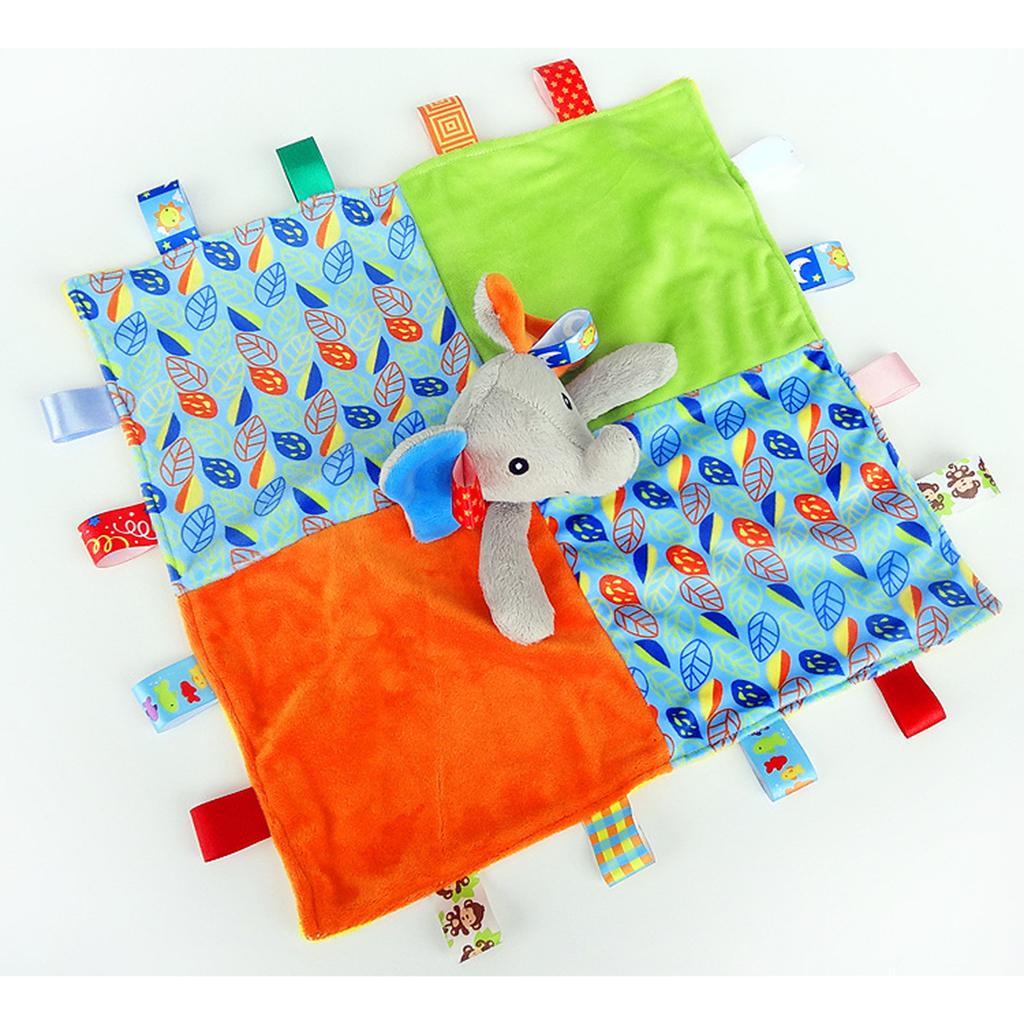 Baby Blanket Soft Plush Teething Security Tag Blankets Elephant