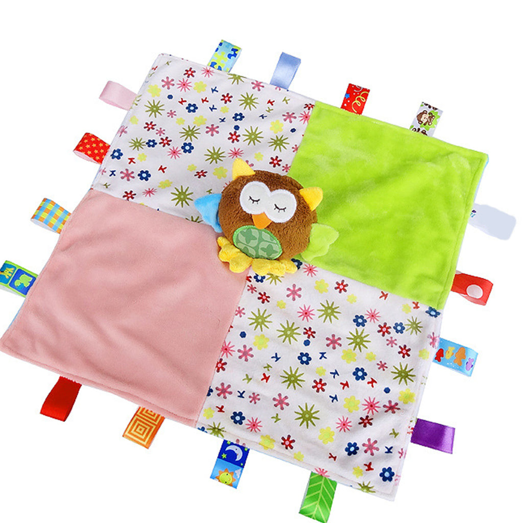 Baby Blanket Soft Plush Teething Security Tag Blankets Owl