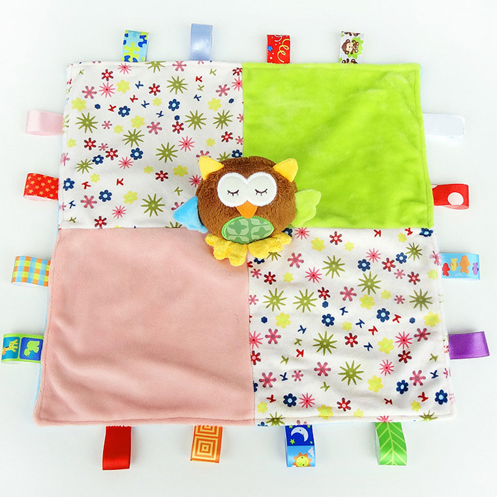 Baby Blanket Soft Plush Teething Security Tag Blankets Owl