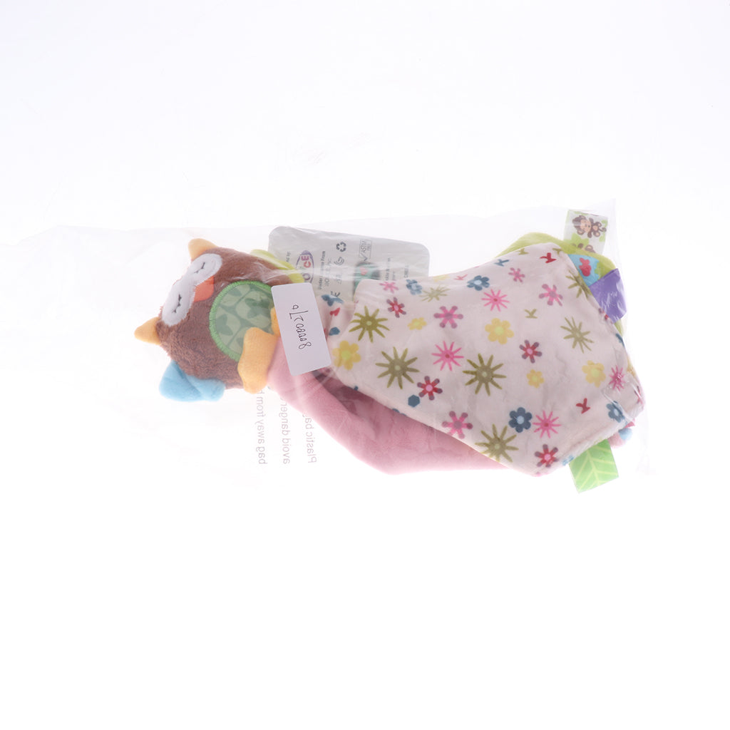 Baby Blanket Soft Plush Teething Security Tag Blankets Owl