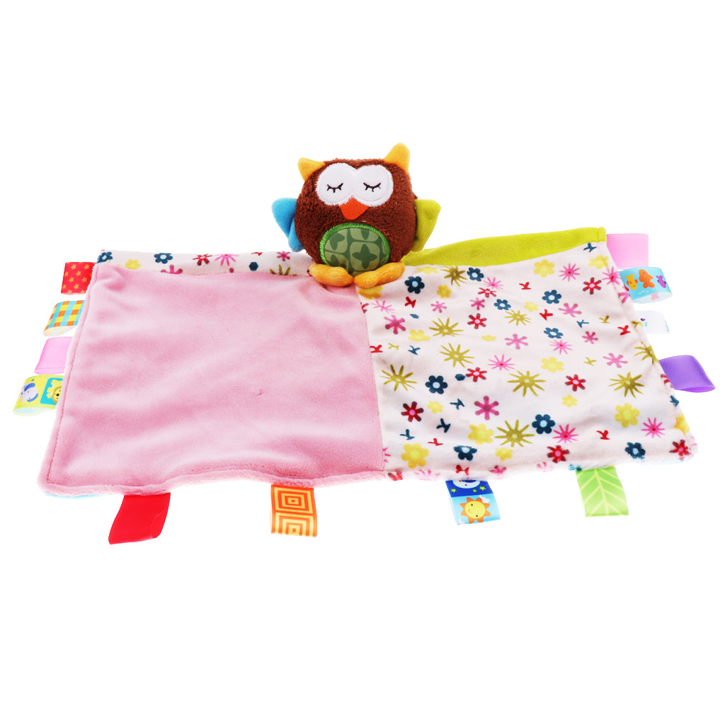 Baby Blanket Soft Plush Teething Security Tag Blankets Owl