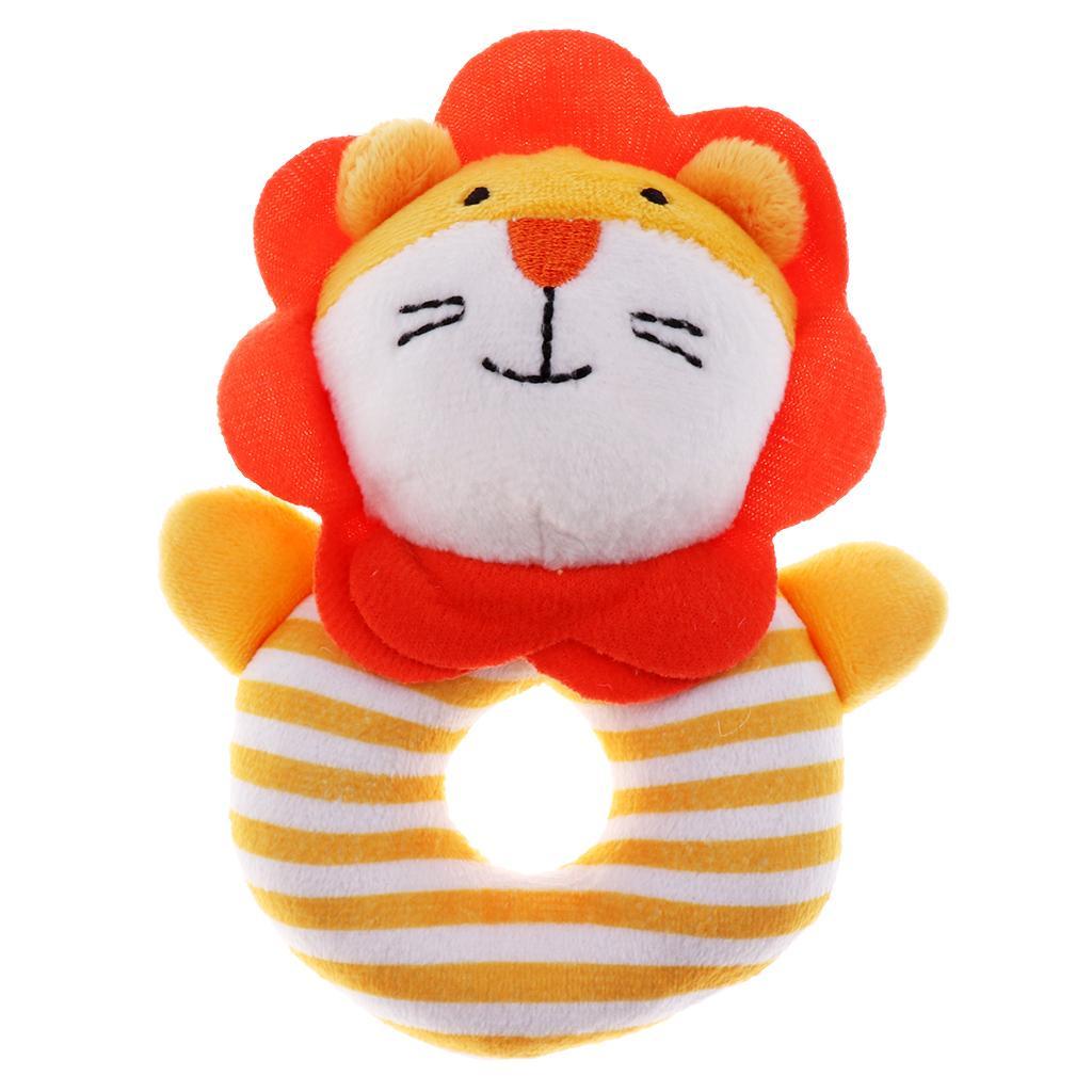 Animal Developmental Toy Bed Bells  Baby Soft Toys Rattle Orange Lion