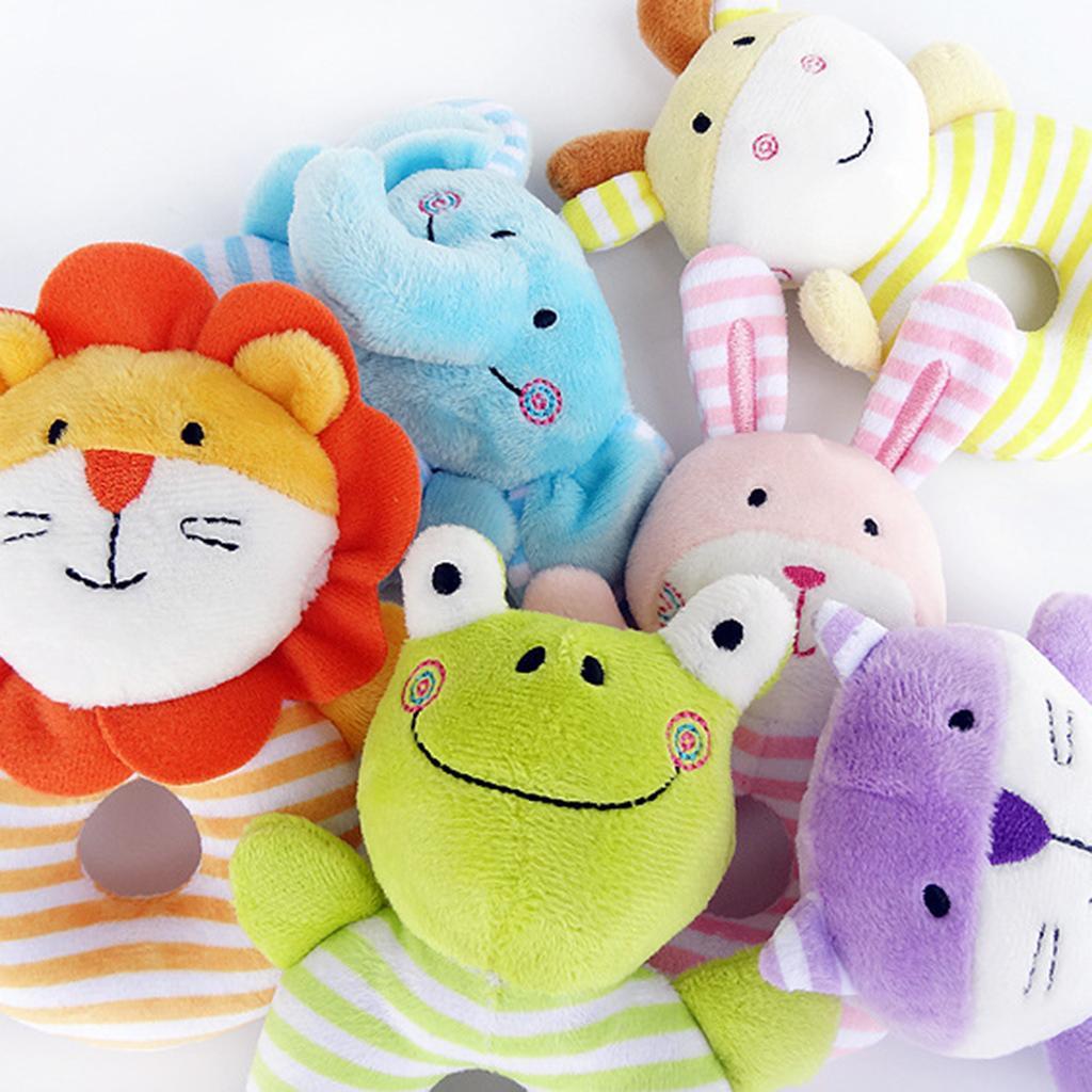 Animal Developmental Toy Bed Bells  Baby Soft Toys Rattle Orange Lion