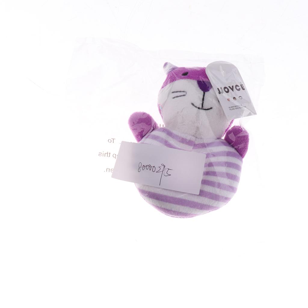 Animal Developmental Toy Bed Bells  Baby Soft Toys Rattle Purple Cat