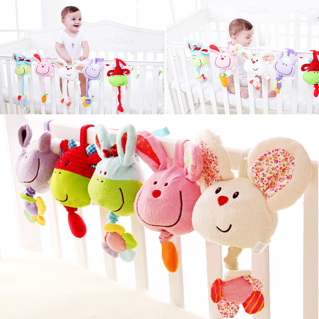 Animals Doll Bed Pram Hang Stroller Music Box Music Bell Hangs White mouse