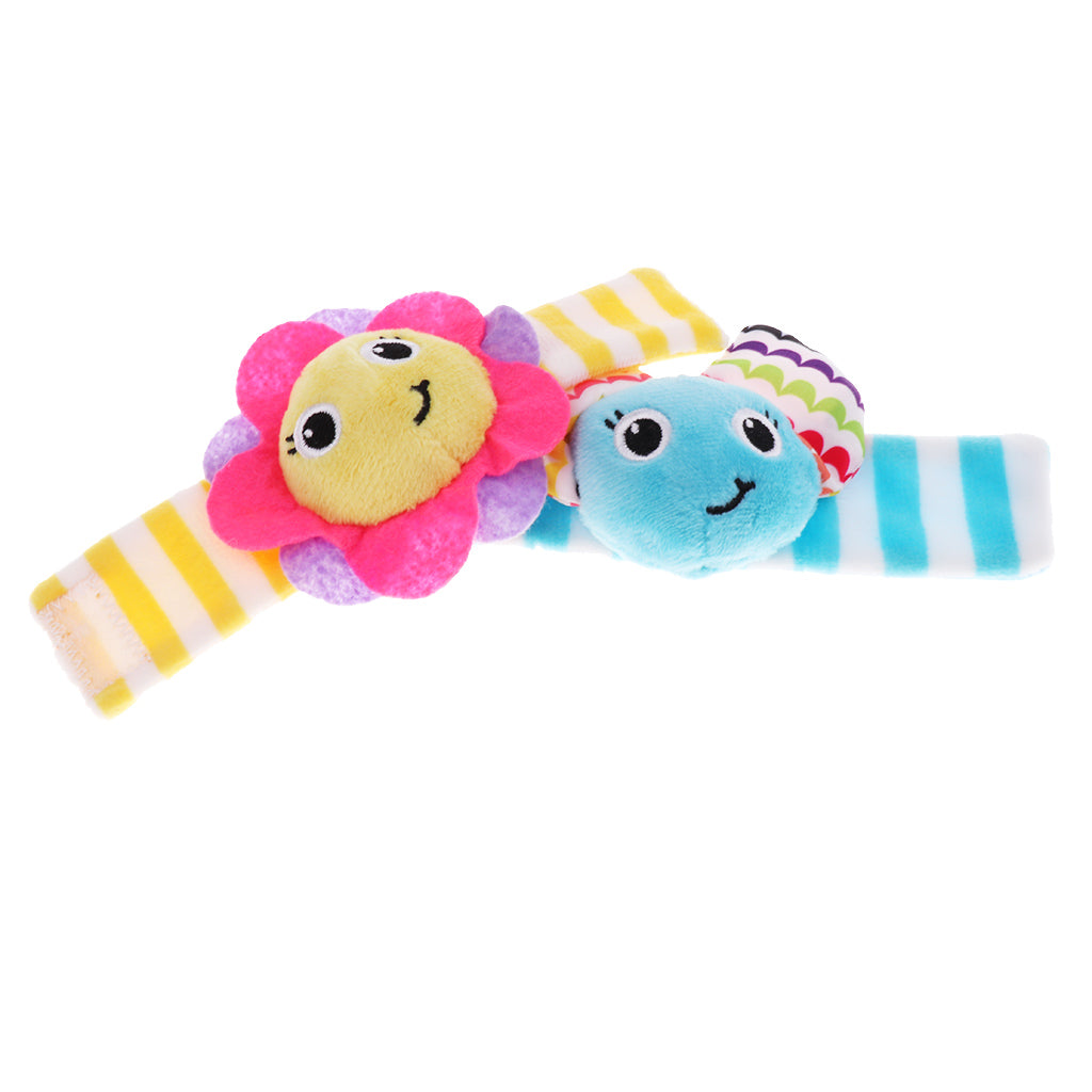 Baby Sensory Toys Foot-finder Socks/Wrist Rattles Bracelet 1Pair of Wrist Rattle