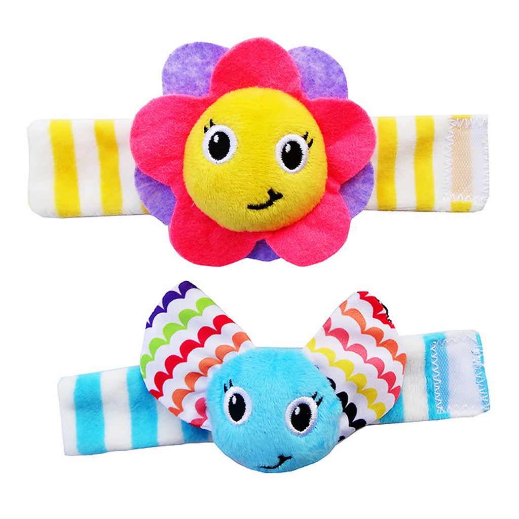 Baby Sensory Toys Foot-finder Socks/Wrist Rattles Bracelet 1Pair of Wrist Rattle