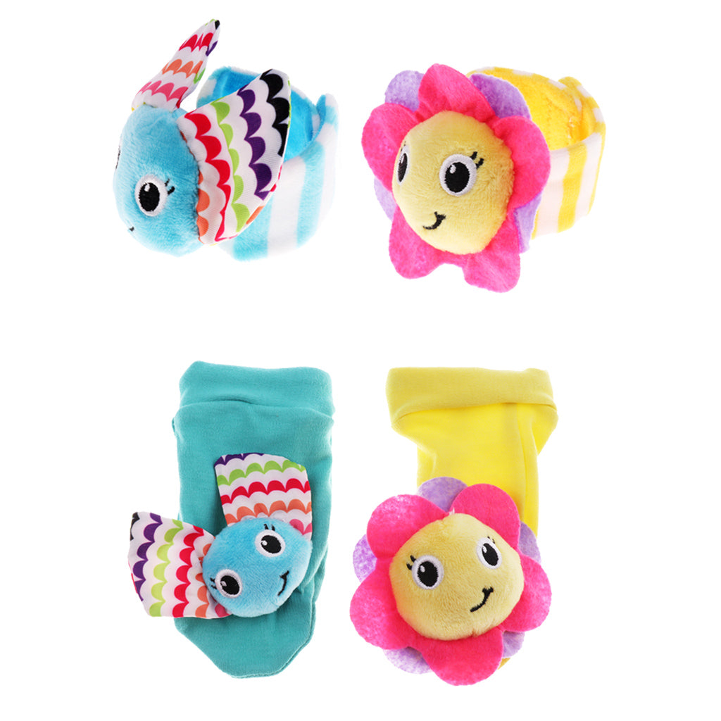 Baby Sensory Toys Foot-finder Socks/Wrist Rattles Bracelet 1Pair of Wrist Rattle