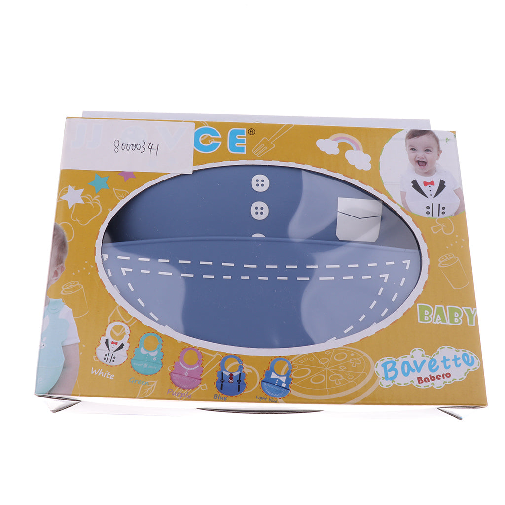 Baby Kid Washable Silicone Feeding Bib Adjustable Bib New Blue tie