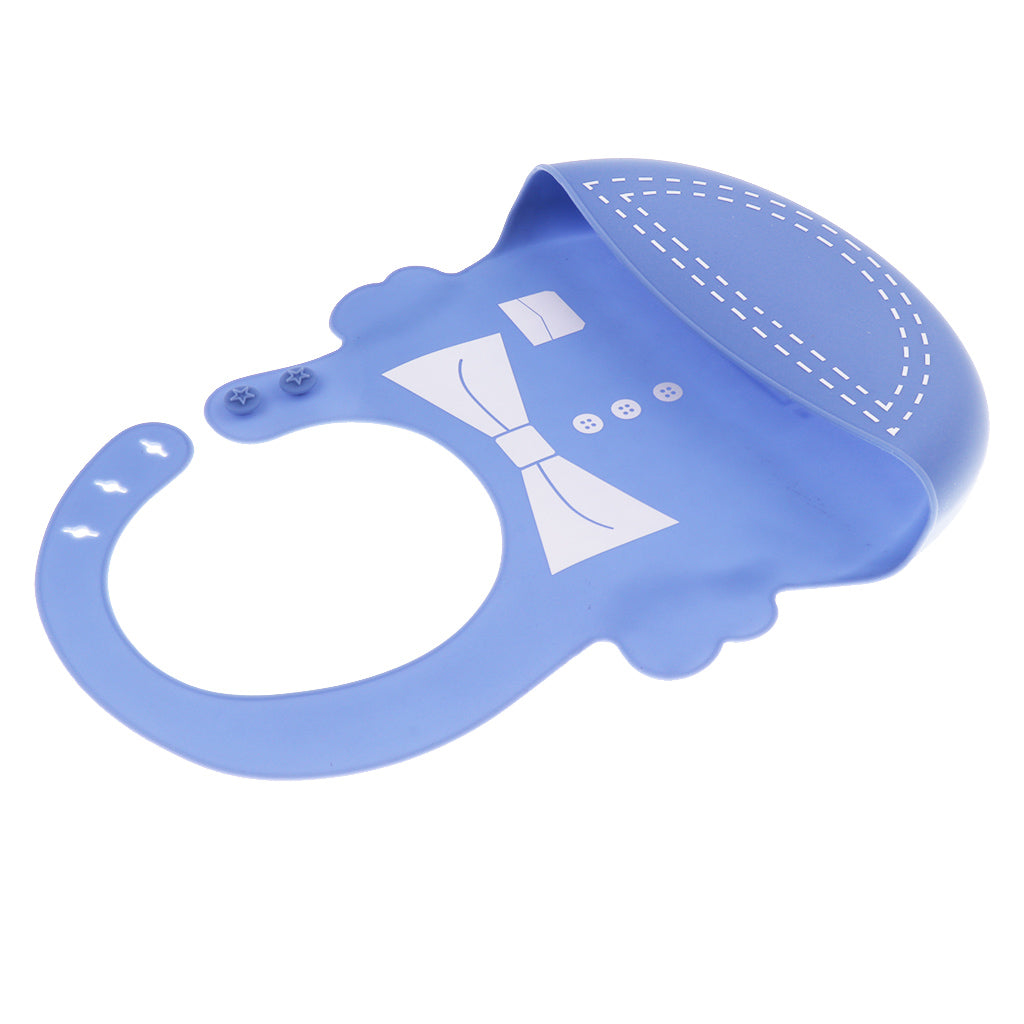 Baby Kid Washable Silicone Feeding Bib Adjustable Bib New Blue tie