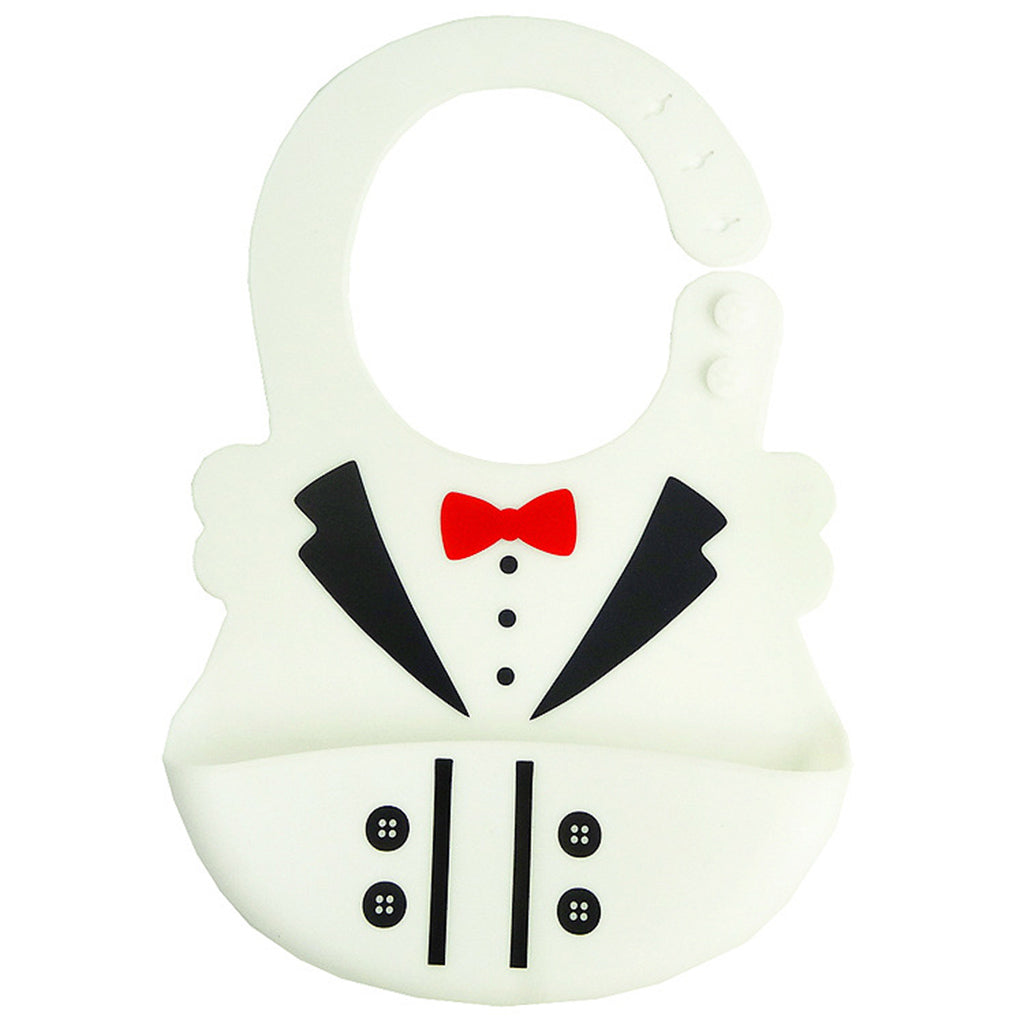 Baby Kid Washable Silicone Feeding Bib Adjustable Bib New White