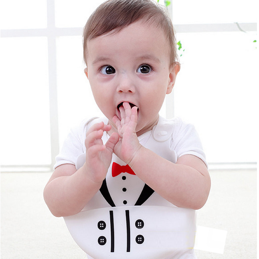 Baby Kid Washable Silicone Feeding Bib Adjustable Bib New White