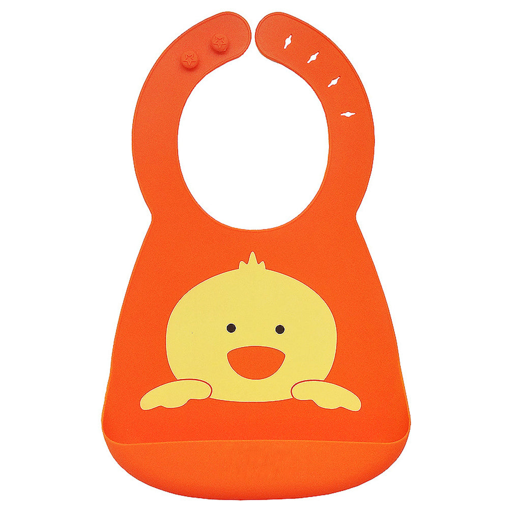 Infant Baby Washable Silicone Feeding Bib Cute Cartoon Bib L Duck