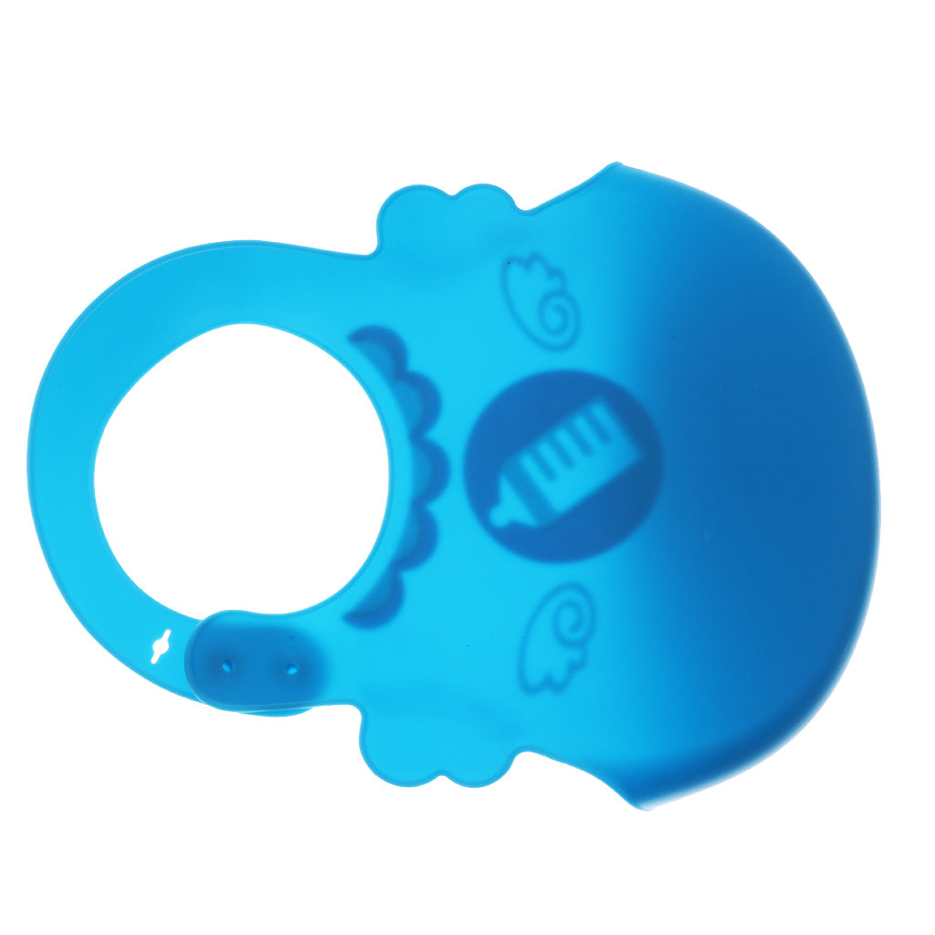 Infant Baby Washable Silicone Feeding Bib Cute Cartoon Bib M Blue Feeder