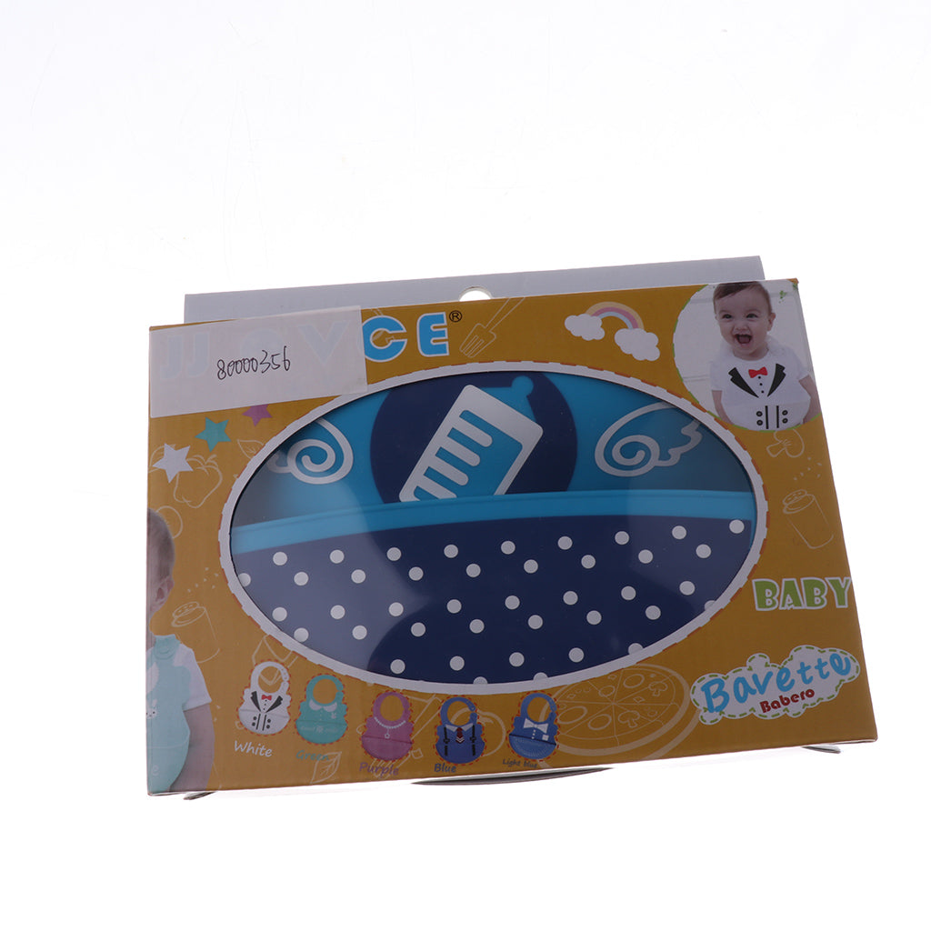 Infant Baby Washable Silicone Feeding Bib Cute Cartoon Bib M Blue Feeder
