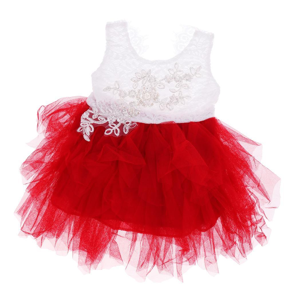 Baby Girls Lace Princess Wedding Pageant Party Birthday Dress 1T Red