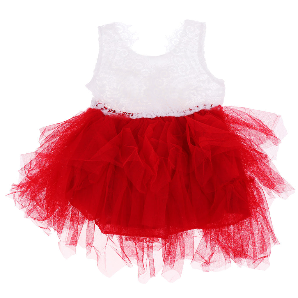 Baby Girls Lace Princess Wedding Pageant Party Birthday Dress 4T Red