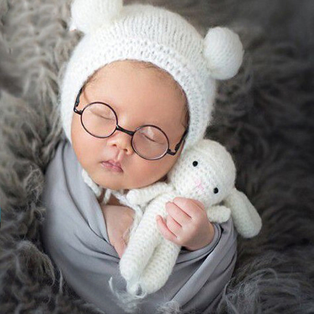 Infant Baby Boy Girl Crochet Knit Hat Beanie Bunny Toy Costume Outfit Photo Prop